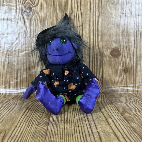 Vintage Applause Halloween Witches Plush Purple & Orange Lot Of 2 - Picture 9 of 15